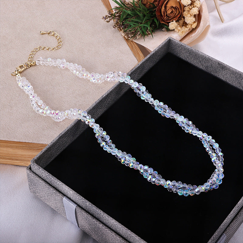 Faceted Crystal Beads Twisted necklace