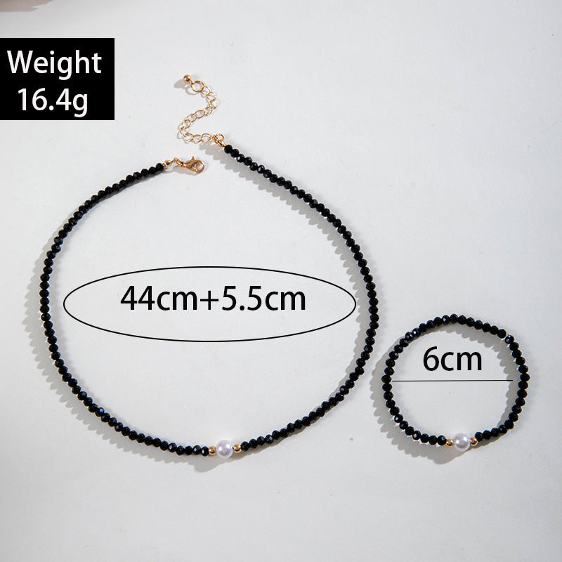 Crystal Beads Handmade Necklace Bracelet Jewelry Set