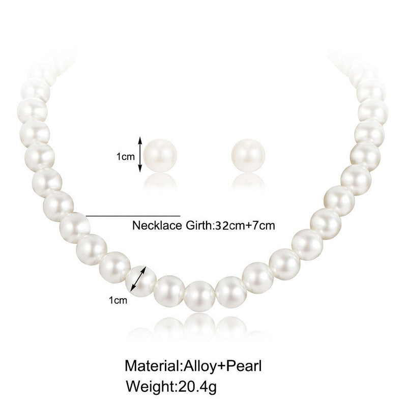 Round Pearl Necklace Earring Jewelry Set