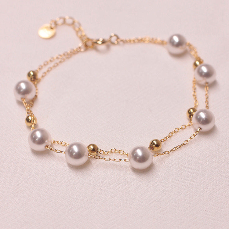 Double Layer Pearl Bead Bracelet