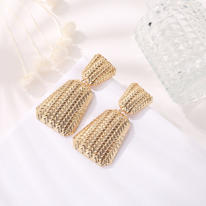 Geometric Irregular Long Woven Earrings