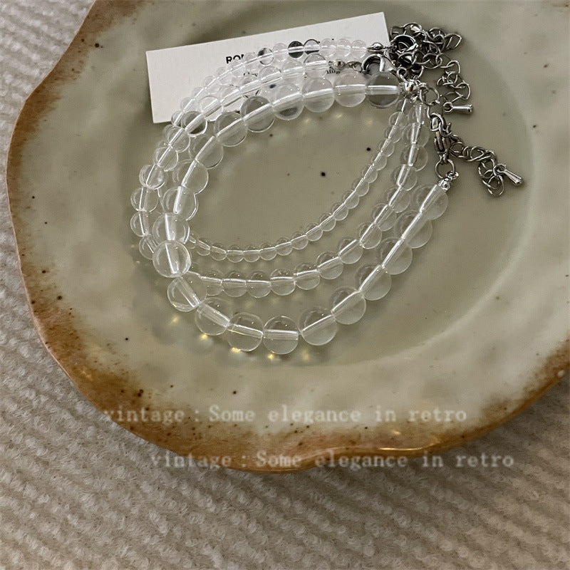 Round Clear Pearl Beads Strand Necklace