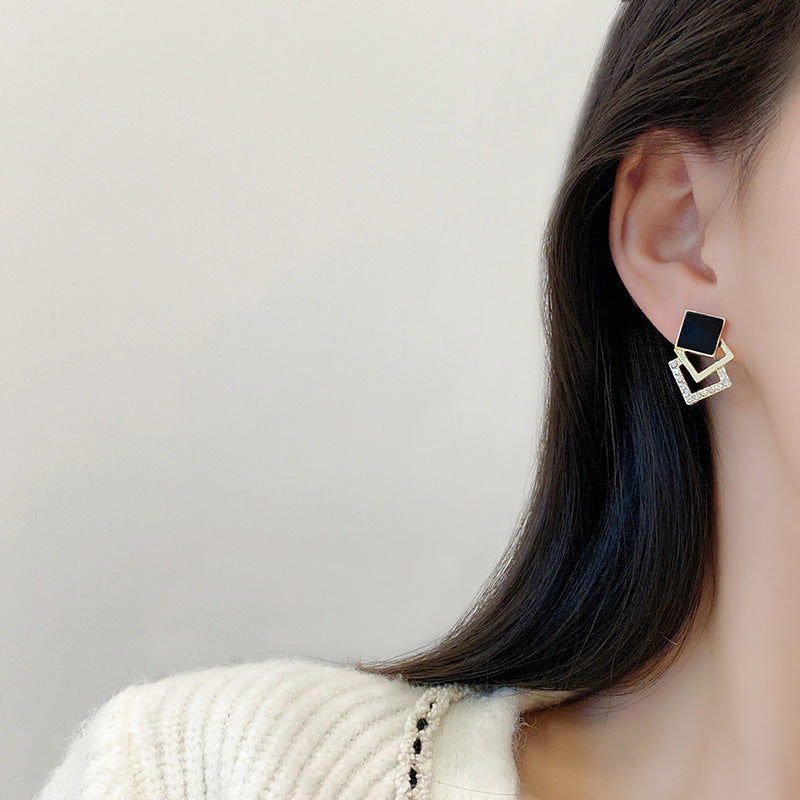 Geometric Hollow square Stud Earrings