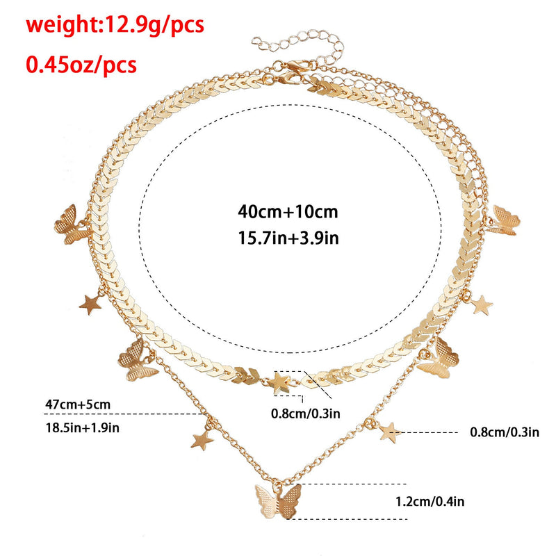 Multi-Layer Butterfly Pendant Necklace