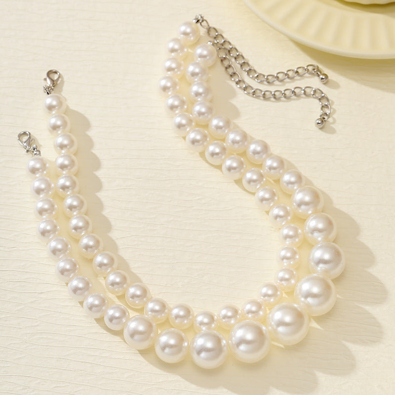 Exaggerated Chunky Big White Beads Choker Necklace
