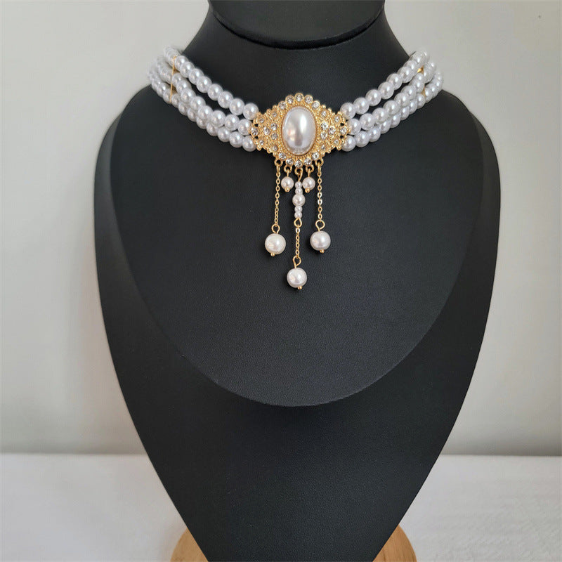 Elegant Vintage Oval Imitation Pearl Fringe Necklace