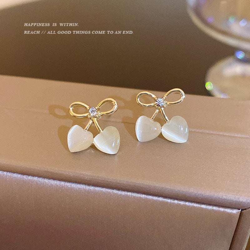 Flower Opal Bow Stud Earrings
