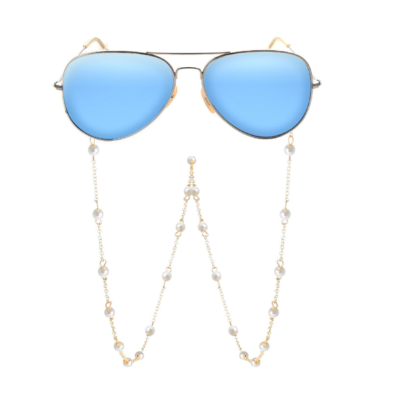 Simple Pearl Metal Chain Hanging Neck Glasses Rope