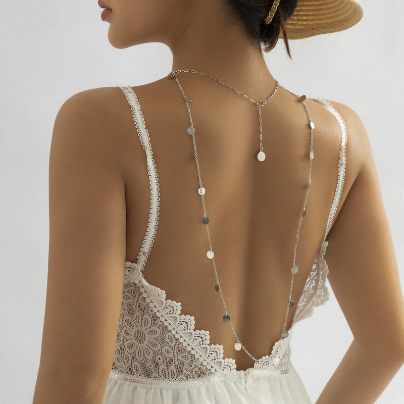 Bridal Jewelry Small Disc Tassel Body Chain Necklace Sexy Beach