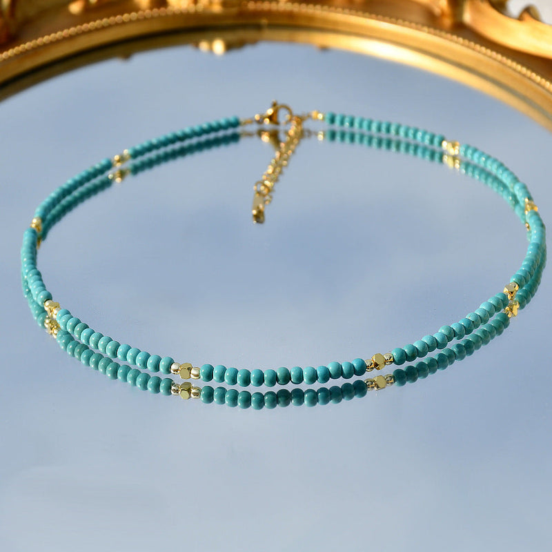 Natural Gemstone Turquoise Charms Necklace