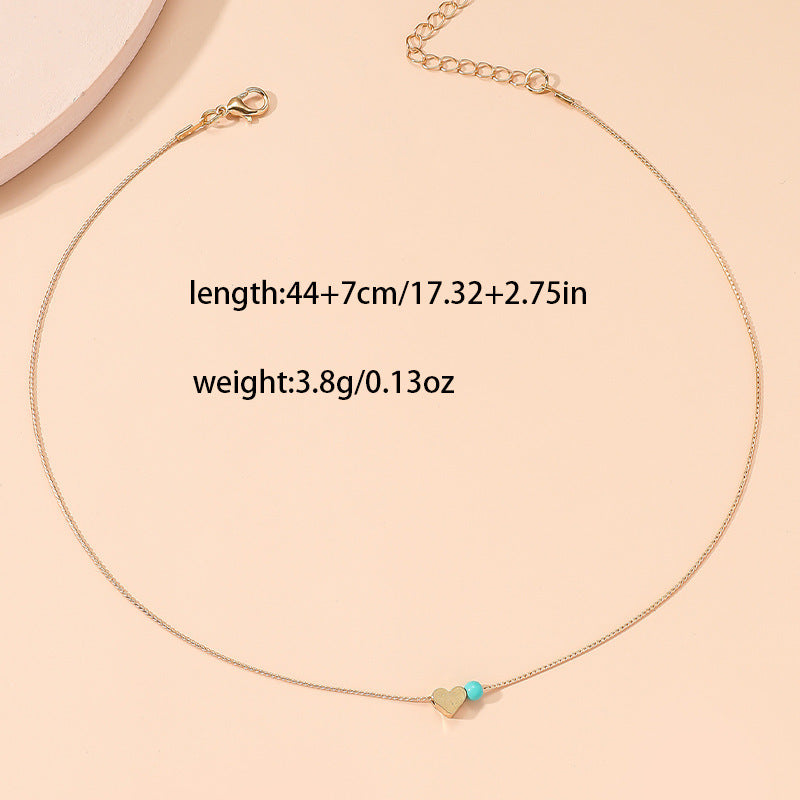 Beaded Heart Choker Necklace