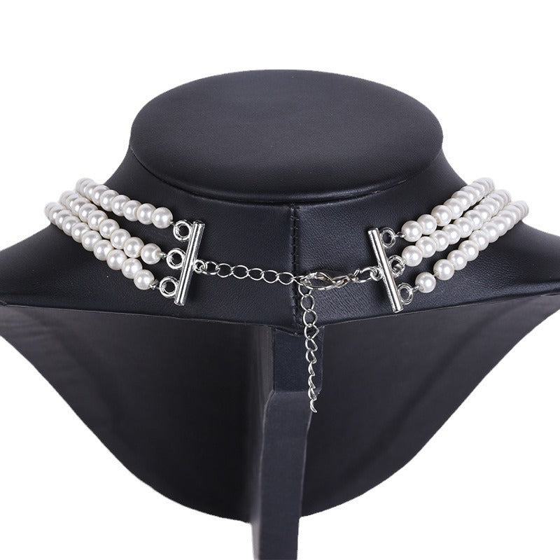 Multi-layer Glass Pearl Sweater Chain Long Necklace
