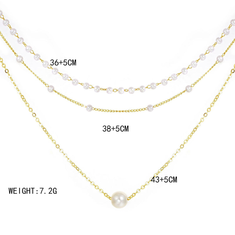 Pearl Pendant Multi-layer Necklace Stylish Women