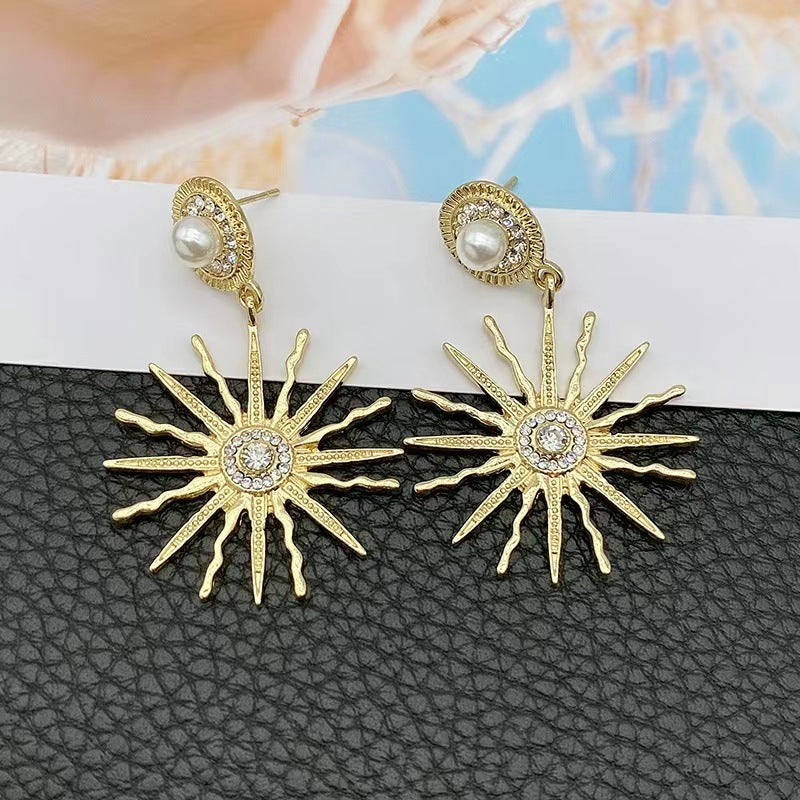 Pearl Sunflower Earrings