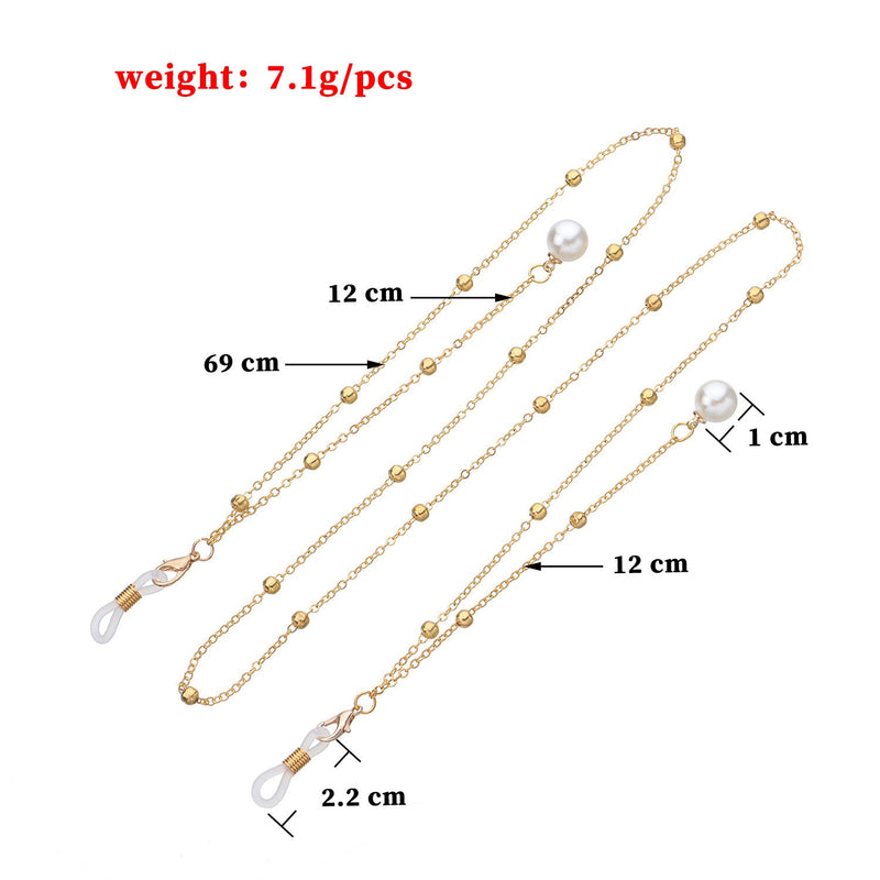 Pearl Tassel Long Glasses Metal Round Bead Chain Face