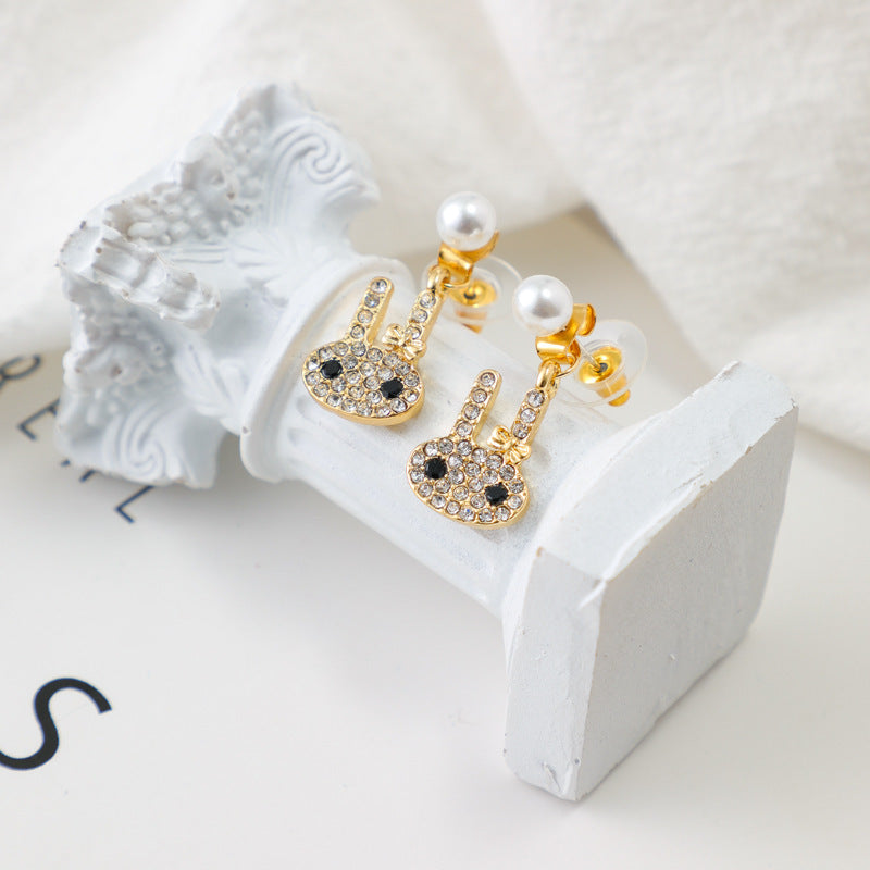 Rhinestone Shiny Rabbit Earrings