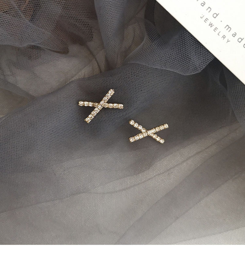 Rhinestone initial X Earring