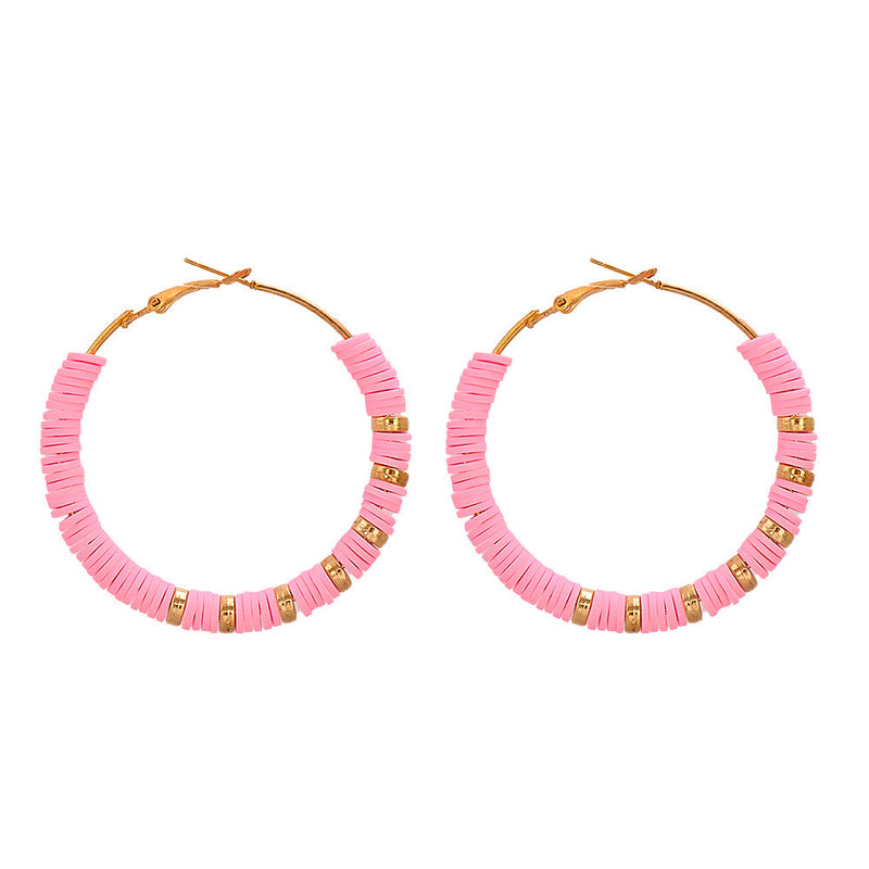 Handmade Lady Clay Hoop Earring