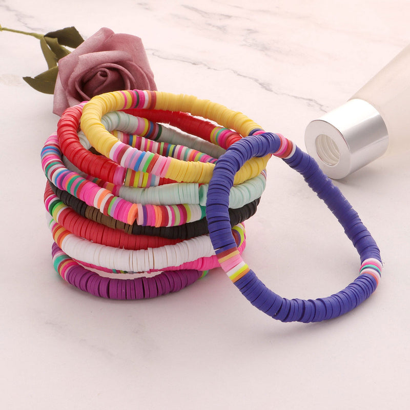 Polymer Clay Rainbow Stretch Bracelet