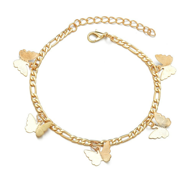 Snake Bone Chain Butterfly Pendant Anklet Jewelry