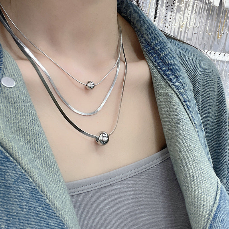 Beads Collarbone Chain SimpleThree layer Necklace