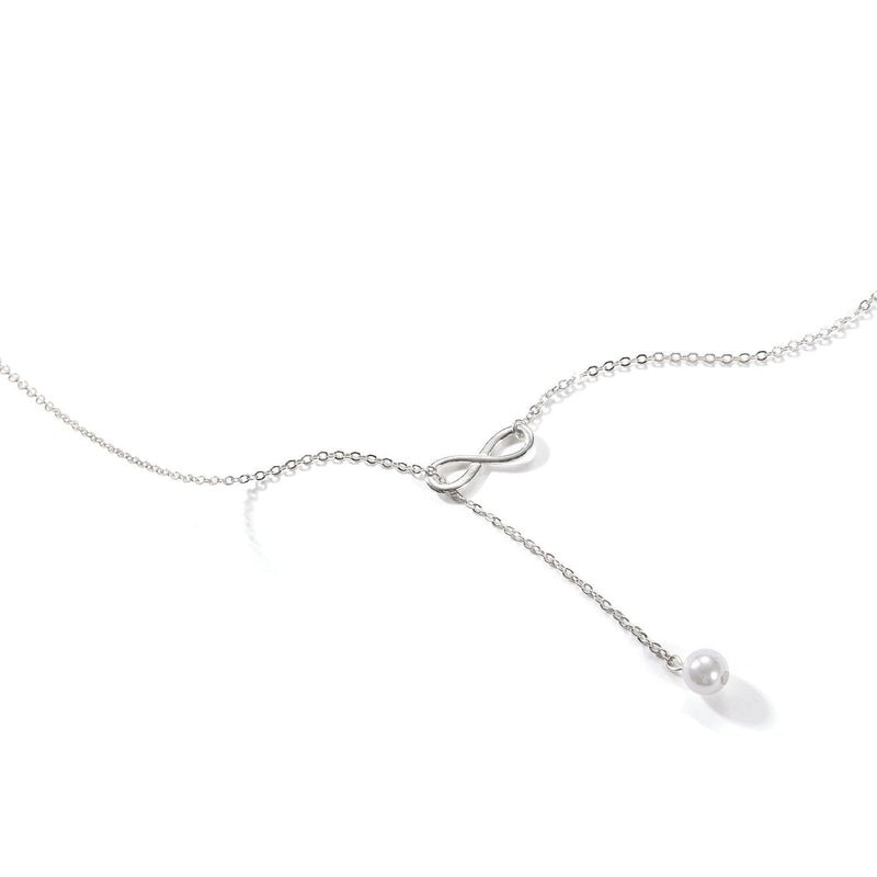 Infinity Lariat Pearl Necklace