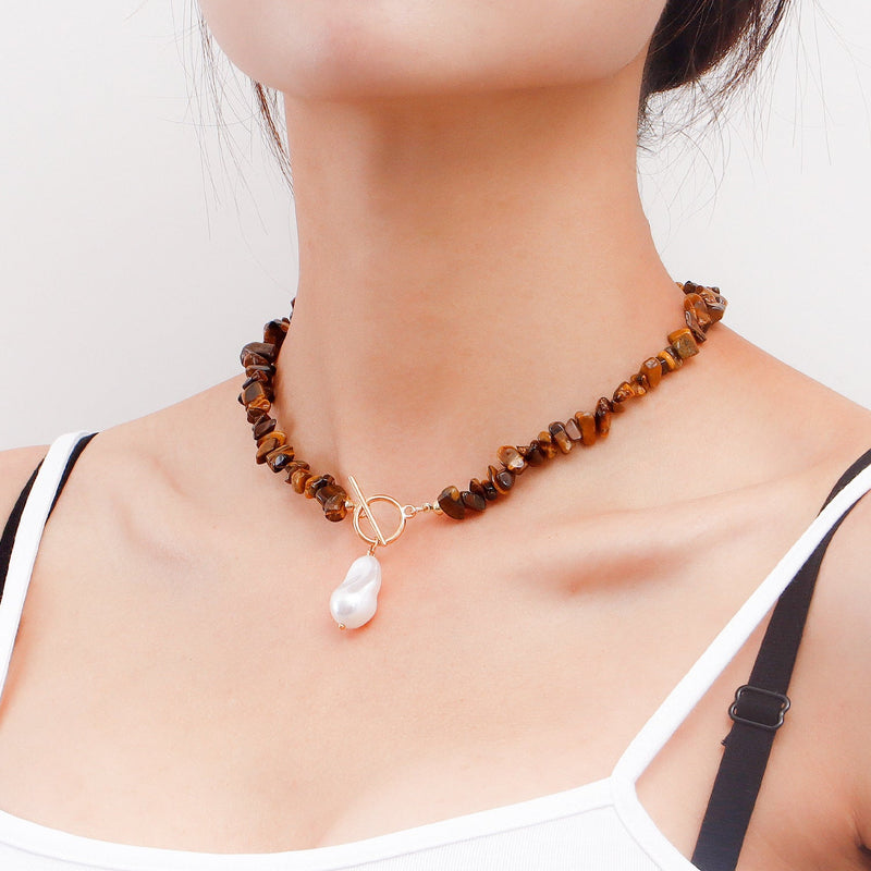 Natural Gemstone Beaded Choker Necklace