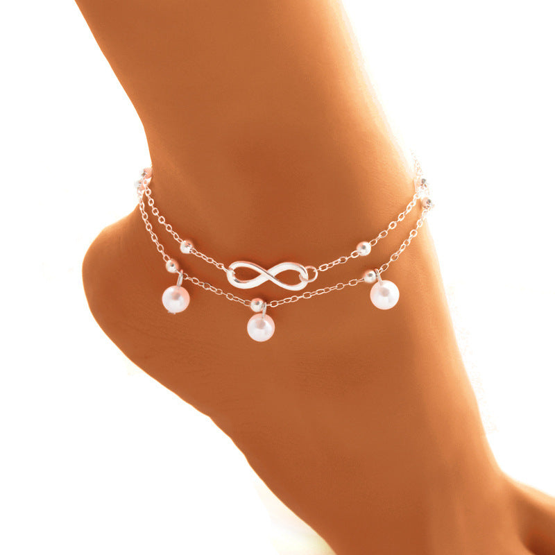 Infinity Pearl Anklet Jewelry