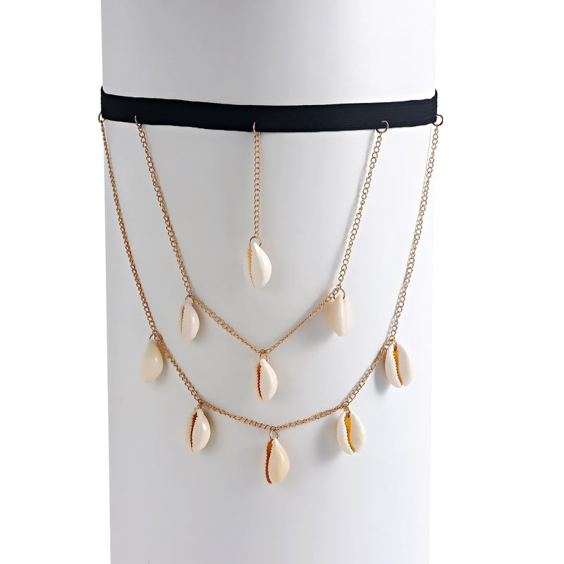 Women Jewelry Multi-layer Tassel Shell Pendant Thigh Chain