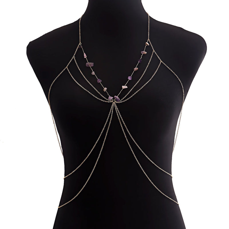 Stone Summer Body Jewelry Chain Beach Sexy Metal Chest Chain