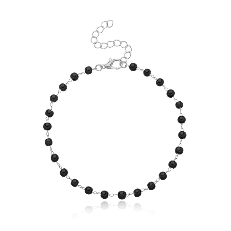 Foot Chain Black Beaded Anklet Bracelet