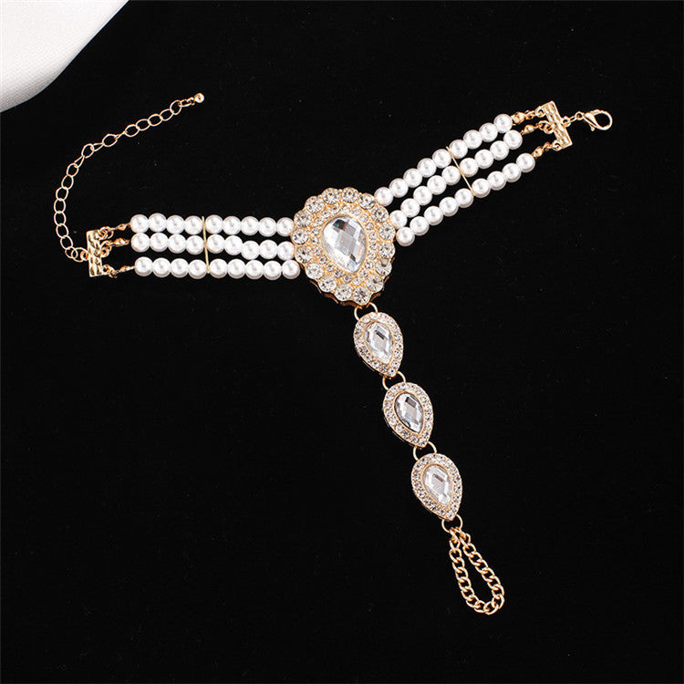 Retro Elegant Pearl Beads Rhintstone Bracelet