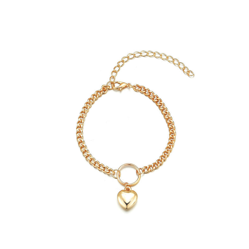 Punk Cuban Chain Heart Bracelet