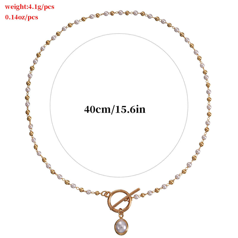 Beads Chain Charms Pearl Necklace