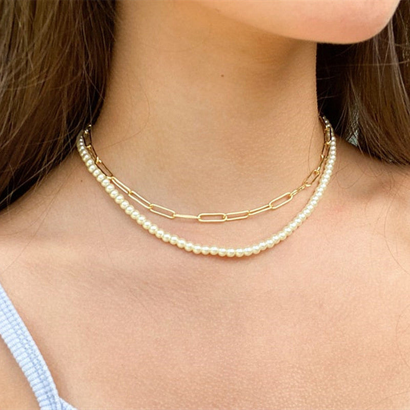Pearl Multi Layered Chains Necklaces for Women