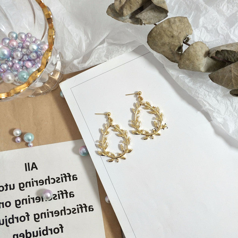 Leaf Laurel Wreath Dangle Earrings