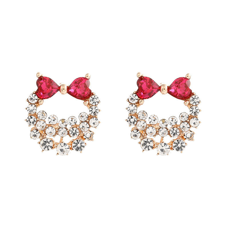 Colorful Rhinestone Bow Earrings