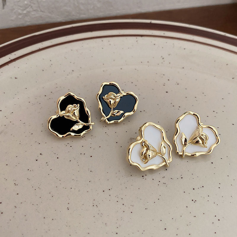 Love Heart Flower Earrings