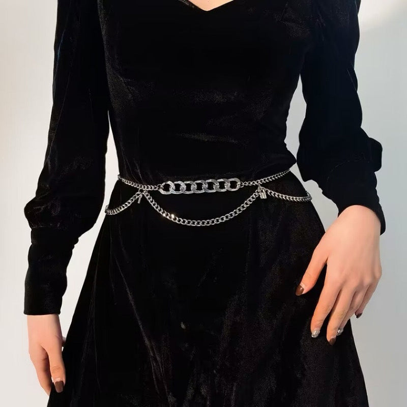 Lady Belly Chain Belt for Dress Belt Lock Pendant