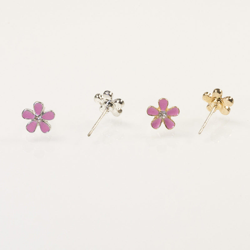 Flower petal pearl stud earrings set