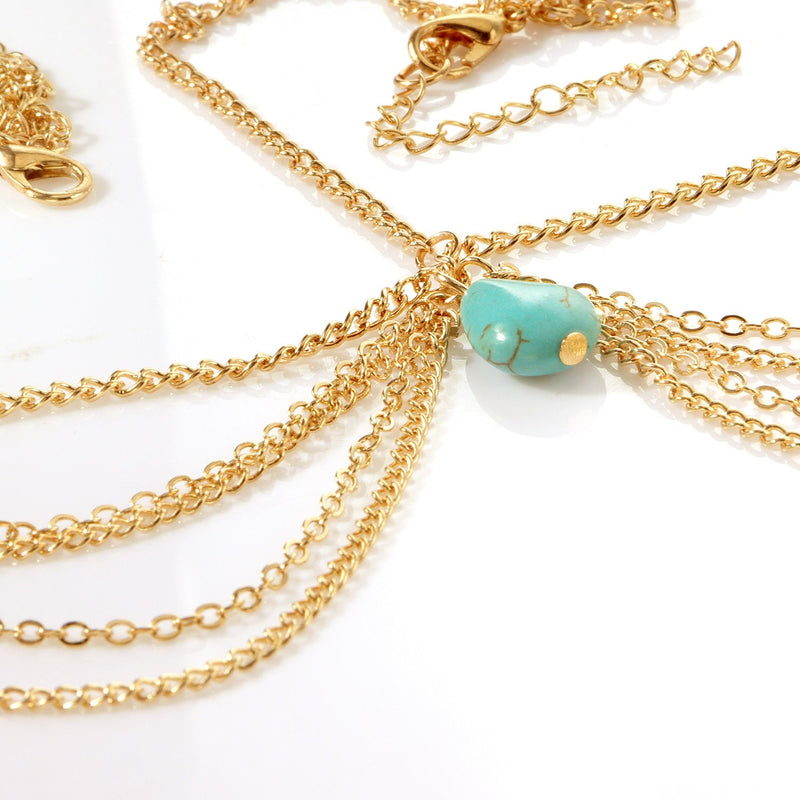 Bohemia Beach Turquoise Pendant Forehead Chain