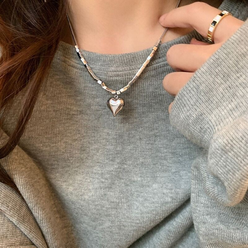 Sweat shirt Chain Heart Pendant Necklace