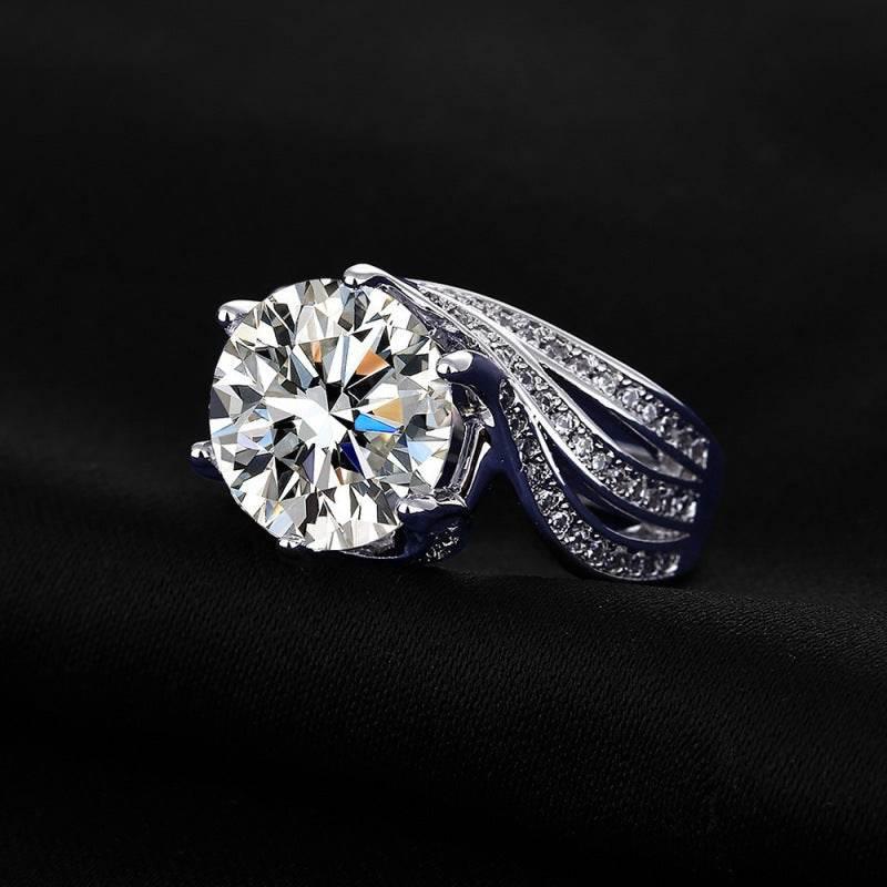 5 Carat Round-Cut Zircon Halo Ring, Triple Band Full Pave Design for Women | Cubic Zirconia