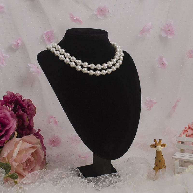 White Glass Pearl Beaded Necklace Wedding Bride