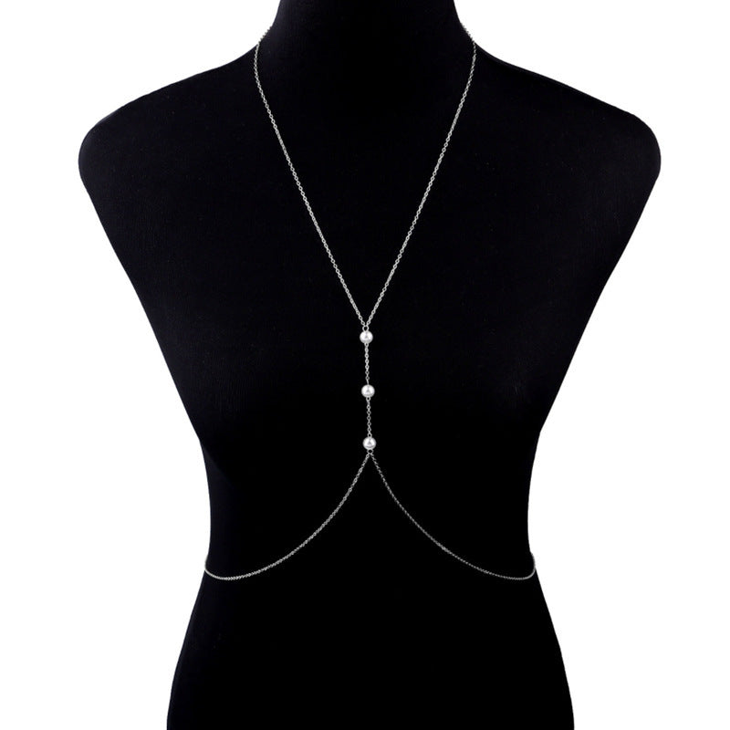 Sexy Metallic Pearl Body Chain