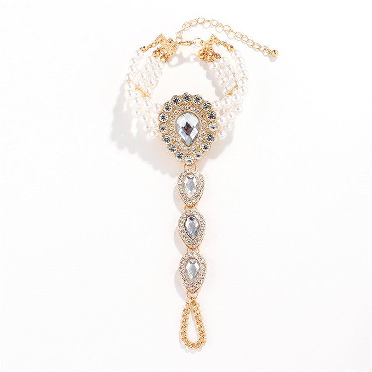 Retro Elegant Pearl Beads Rhintstone Bracelet