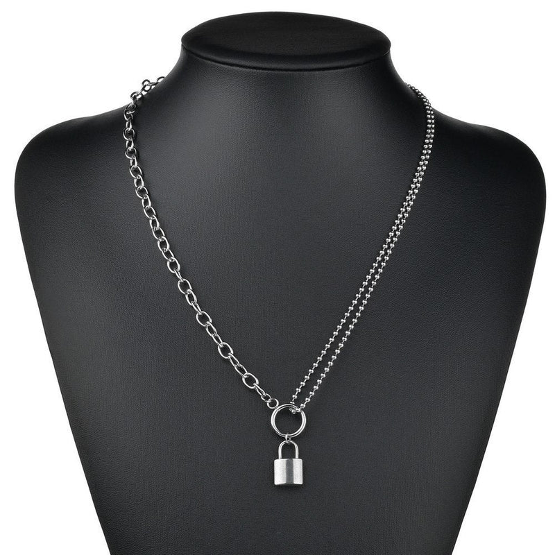Punk Chain Lock Pendant Necklace