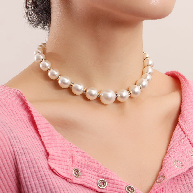 Handmade Big Chunky White Pearl Choker Necklace for Women