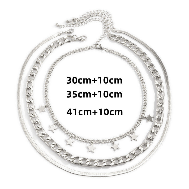 Star Charm Pendants Punk Handmade Multi Layer Chains Necklaces