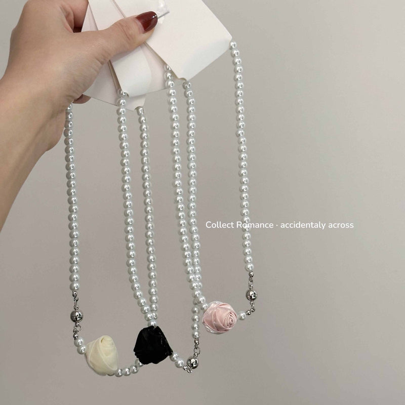 Fashion Rose Flower Pearl Necklace
